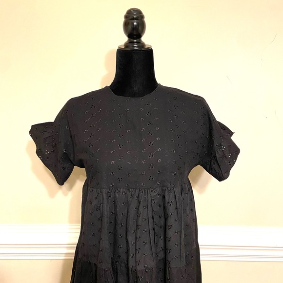 Pretty Little Thing Womens Black Broderie Anglaise Smock Dress Size UK 6 EUR 34 - Picture 10 of 16